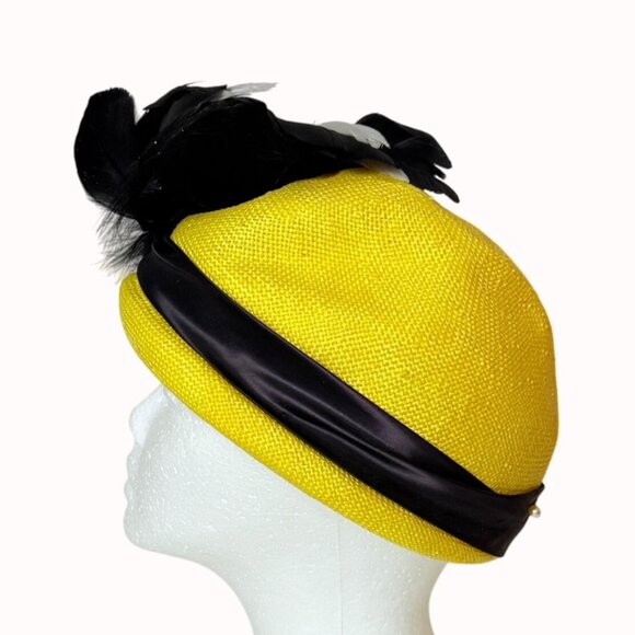 Mr Charles Yellow Feather Hat Fascinator VTG Retro Church Tea Party 50s Style main image 15